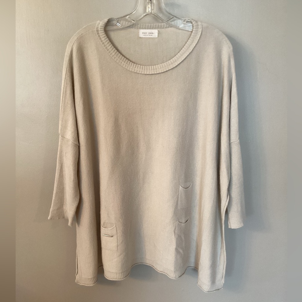 MER SEA ONE SIZE FITS ALL CREAM THE CATALINA TRAVEL SWEATER LAGENLOOK TUNIC TOP
